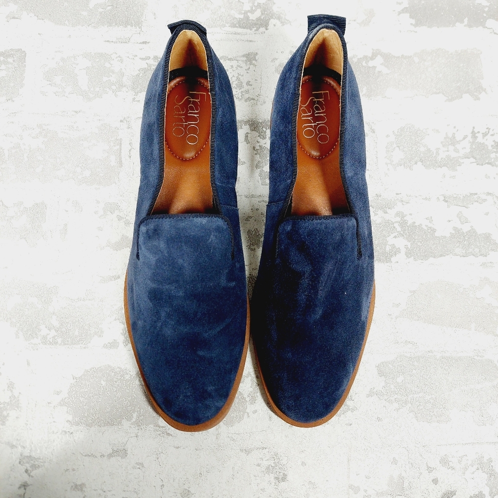 NEW Franco Sarto Jeena Blue Suede Leather Flat Loafers E622 - Picture 8 of 11